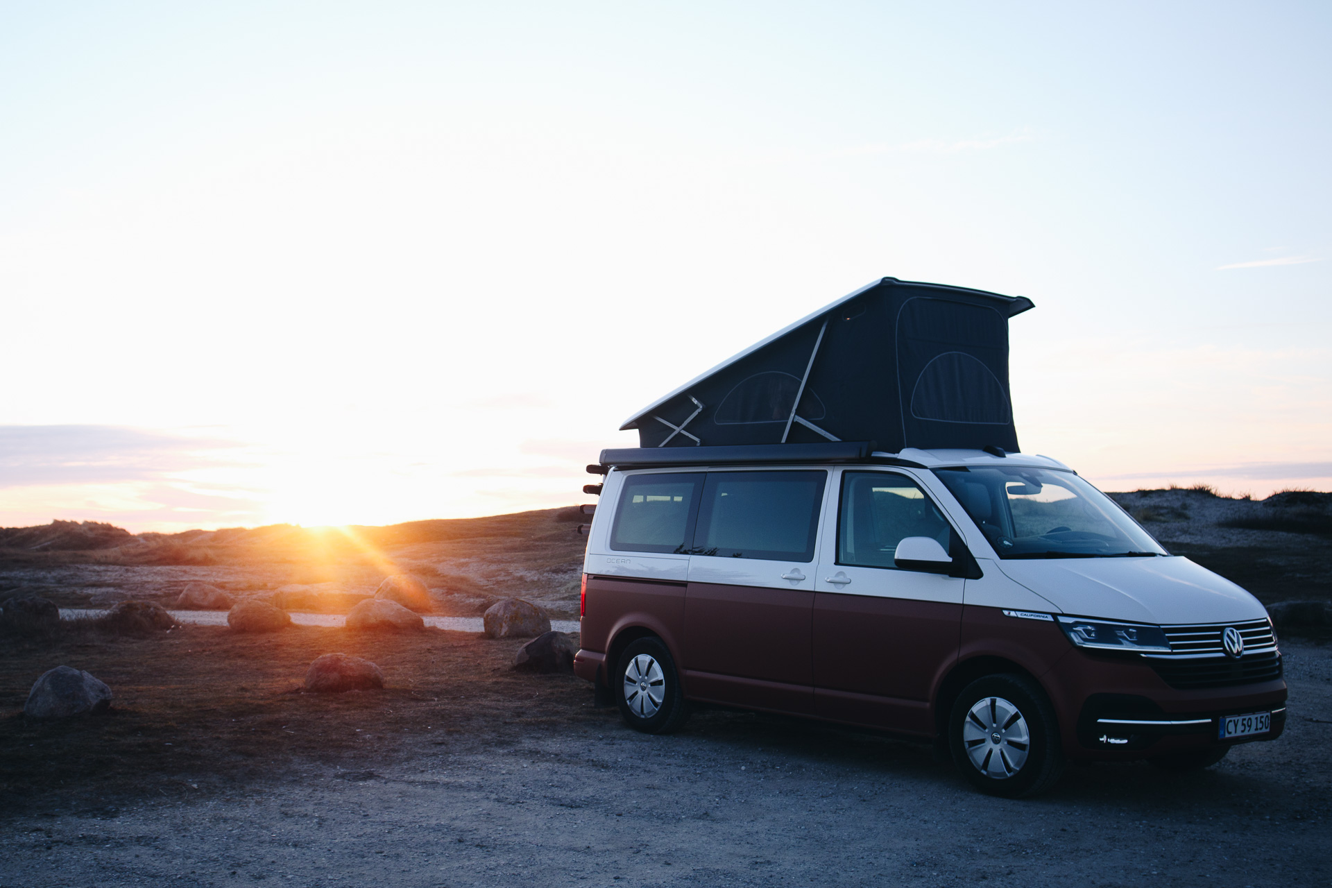 vw california campervan in sunset